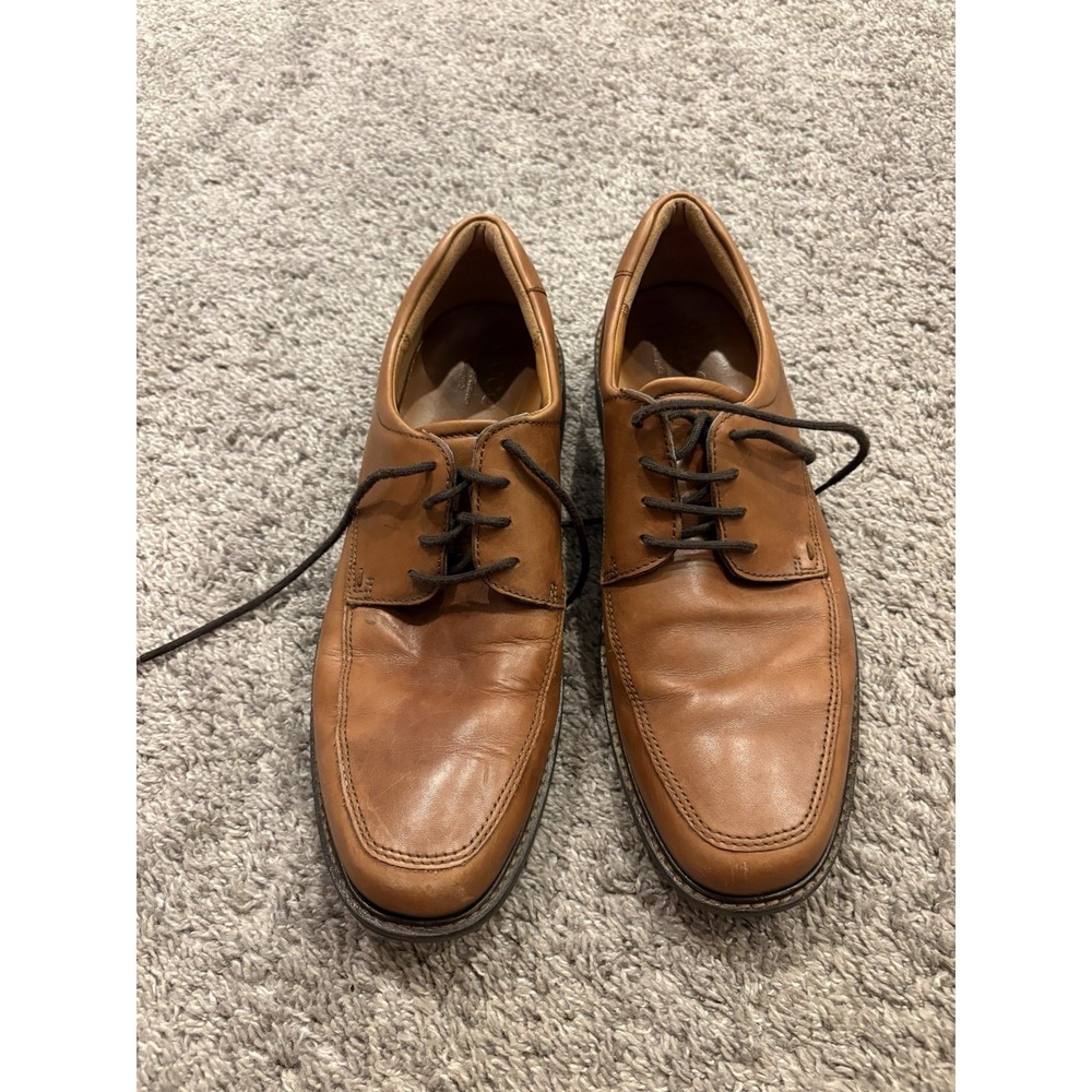 Ecco Holton Mens Size EU 45 US 11 Brown Leather Slip On Apron Toe Loafers Shoes